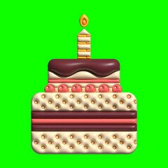 3D Cake Assets Design with Greenscreen Background