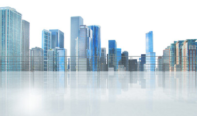 Obraz premium Modern cityscape view with futuristic skyscrapers