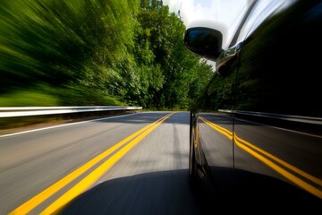 Desert Expedition: Low Angle View of Car Driving through Mountainous Desert Terrain