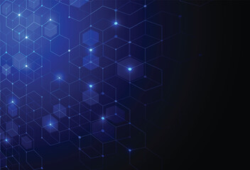 Fototapeta premium Abstract hexagonal molecular structures in technology background and science style. Medical design. Vector illustration