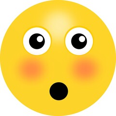 Confused funny face illustration. High-quality expression isolated on a white background. A Flushed face emoji with shocked eyes.