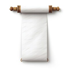 Empty white vintage parchment banner scroll on white background Generative AI 