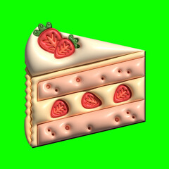 3D Cake Assets Design with Greenscreen Background