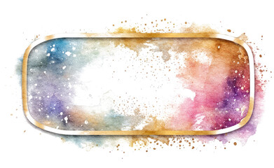 Colourful frame painted with watercolour with empty copy-space inside, isolated on transparent white background