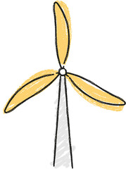 Power of Nature, Hand Drawn Doodle Line Art Wind Turbine Icon for Environmental Protection, Recycling, Eco-Friendly, and Planet Care