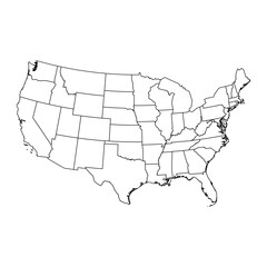 USA map with state borders. Vector illustration.