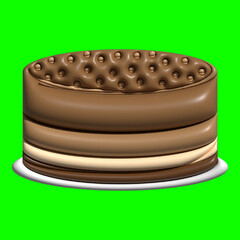 3D Cake Assets Design with Greenscreen Background