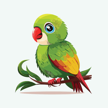 vector cute parakeet cartoon style