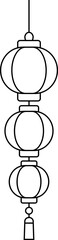 Chinese Lantern Line Art. Chinese Lantern Outline. Chinese Lantern Icon. Chinese Lamps Line Art. Chinese Lantern Isolated on White Background. Vector illustration. Elements for design.