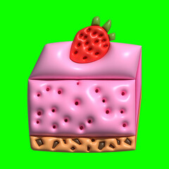 3D Cake Assets Design with Greenscreen Background