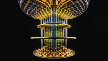 Fototapeta na wymiar Core of a modern quantum computer, innovative technology, processor, Generative AI.