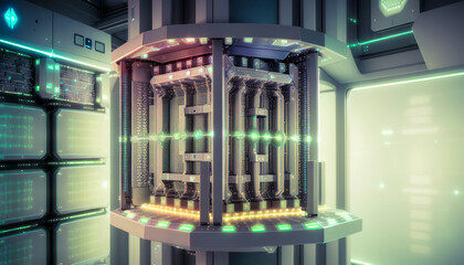 Obraz premium Core of a modern quantum computer, innovative technology, processor, Generative AI.