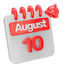 Number 10 3d calendar notification bell