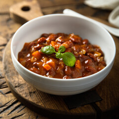 Healthy red bean ragout with vegetables