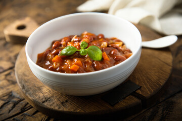 Healthy red bean ragout with vegetables