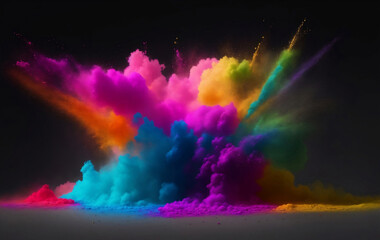 Obraz na płótnie Canvas Explosion of colored powder, Generative AI Illustration.