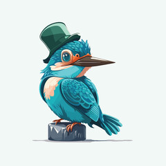 vector cute kingfisher cartoon style