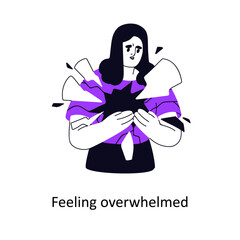 Unhappy disappointed person feeling overwhelmed, frustrated. Psychology problem concept. Anguish desperate woman with psychological trauma. Flat vector illustration isolated on white background