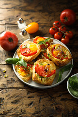 Homemade pastry with tomato and cheese