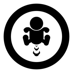Child farts puffing icon in circle round black color vector illustration image solid outline style
