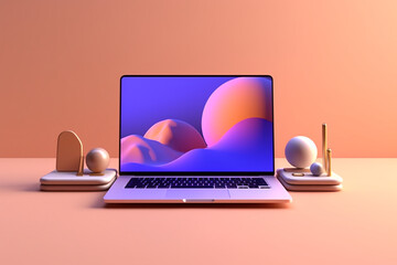 cool and modern laptop rendering minimal background
