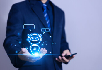 robot intelligent digital chatbot chat assistant robot customer ai artificial intelligence technology chat concept	
