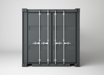 3d rendering of gray container cargo on white background