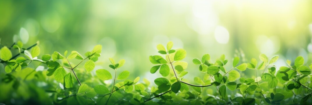 Green Nature on Blur backgroud, Beautiful Nature as Spring Wallpaper. Generative Ai