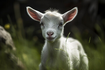 Fototapeta premium Cute baby goat. Generatve Ai.