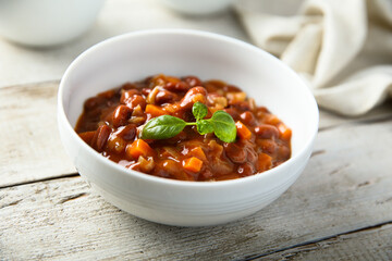Healthy red bean ragout with vegetables