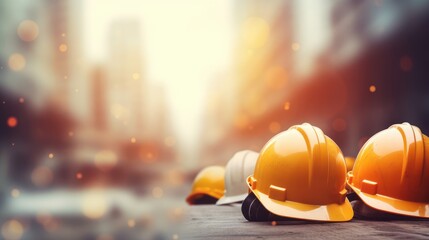 Happy Labor Day Concept, Worker Construction Helmet Background. Generative Ai