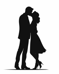 Silhouette of a Couple kissing