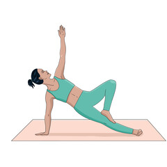 Illustration of a woman doing yoga, sport, stretching. Isolated character.