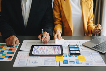 UX graphic designer planning application process development prototype wireframe for web smart...