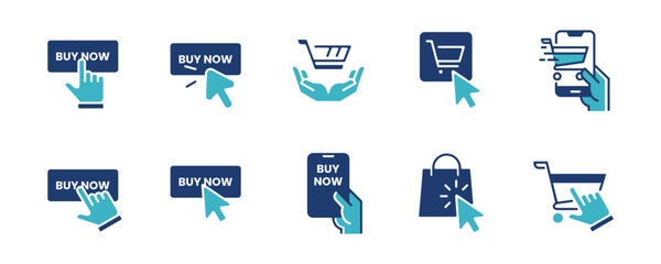 click buy product button icon vector with online shopping pointer arrow clicking buy button symbol illustration design