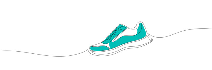 sneakers are drawn with one line. Sports shoes in a linear style. continuous one line. Vector illustration