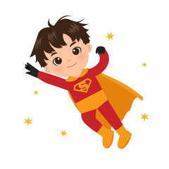Flying superhero boy clipart
