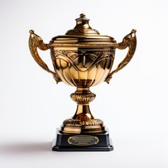 Fototapeta na wymiar Golden trophy isolated on white background