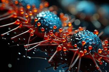 A Visual Representation Background of a Virus - Highlighting Menacing Spikes and a Magnified View of its Structure - Exhibiting a Dramatic Contrast Wallpaper created with Generative AI Technology