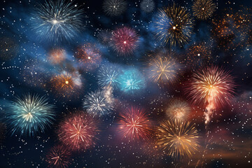 fireworks in the night sky of united states of america. usa concept. generative ai.