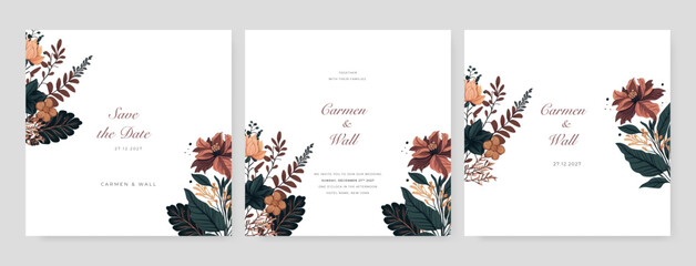 Fototapeta na wymiar Modern Wedding ornament concept. Floral poster, invite. Vector decorative greeting card or invitation design background