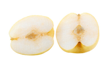 Fototapeta na wymiar Many yellow-skinned pear fruit are on the market.transparent png