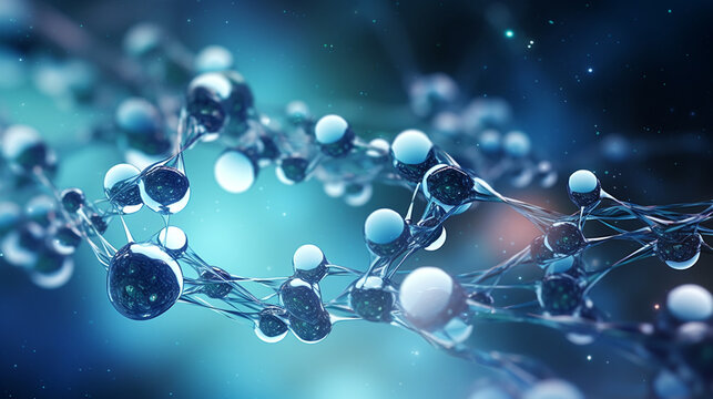 Science background with molecule or atom, Abstract structure for Science or medical background, generative ai.