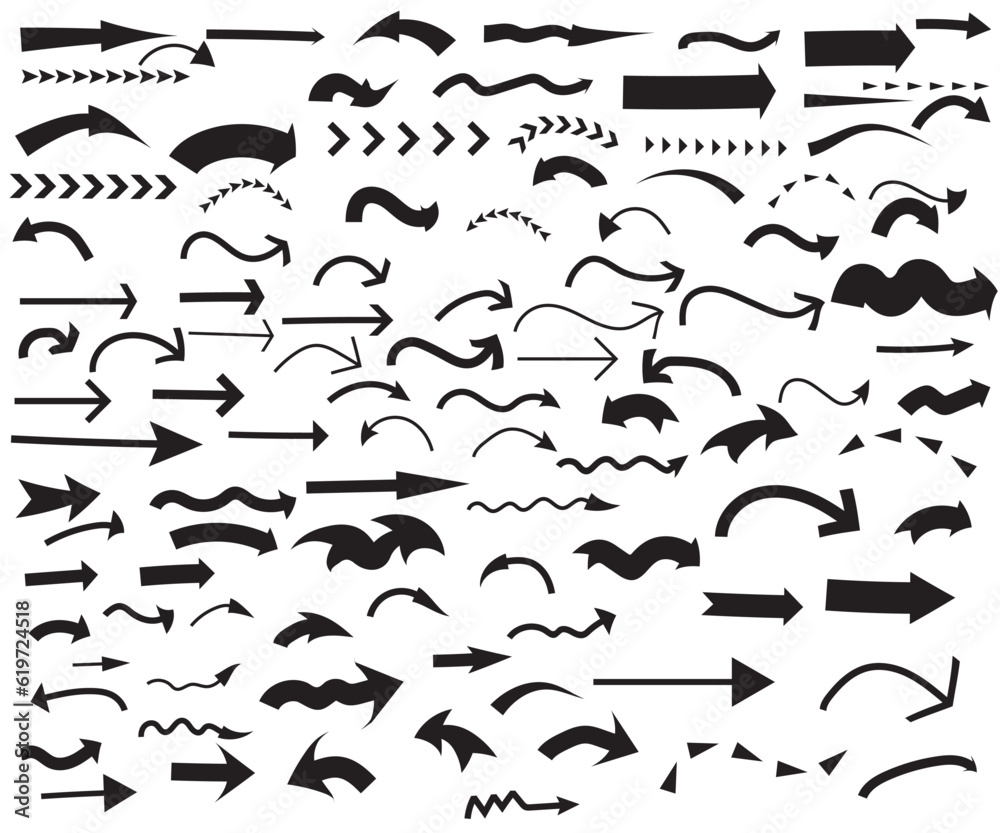 Wall mural arrows set. arrow icon collection. set different arrows or web design. arrow flat style isolated on 