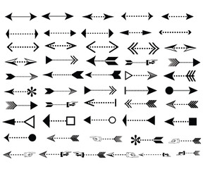 Arrows set. Arrow icon collection. Set different arrows or web design. Arrow flat style isolated on white background - stock vector.Arrows big black set icons. Arrow icon. Arrow vector collection. 
