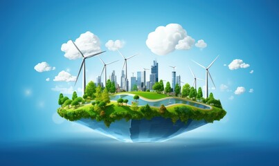Obraz na płótnie Canvas Renewable and Sustainable Energy Concept, Environmental Protection, Green Energy. Generative Ai