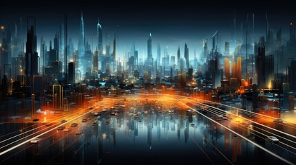 Fototapeta na wymiar Night city landscape background