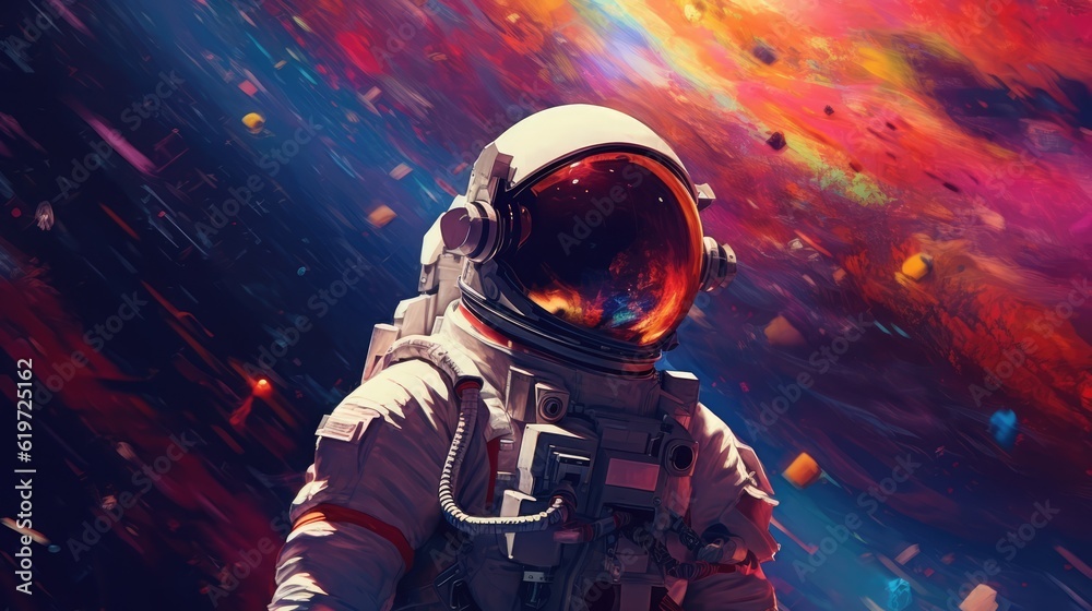 Poster astronaut exploring deep space
