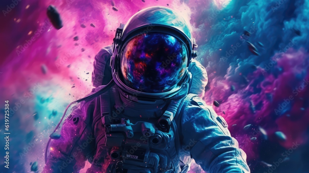 Poster astronaut exploring deep space