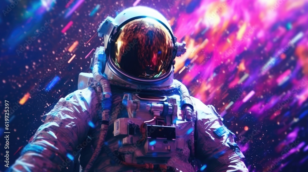 Poster astronaut exploring deep space